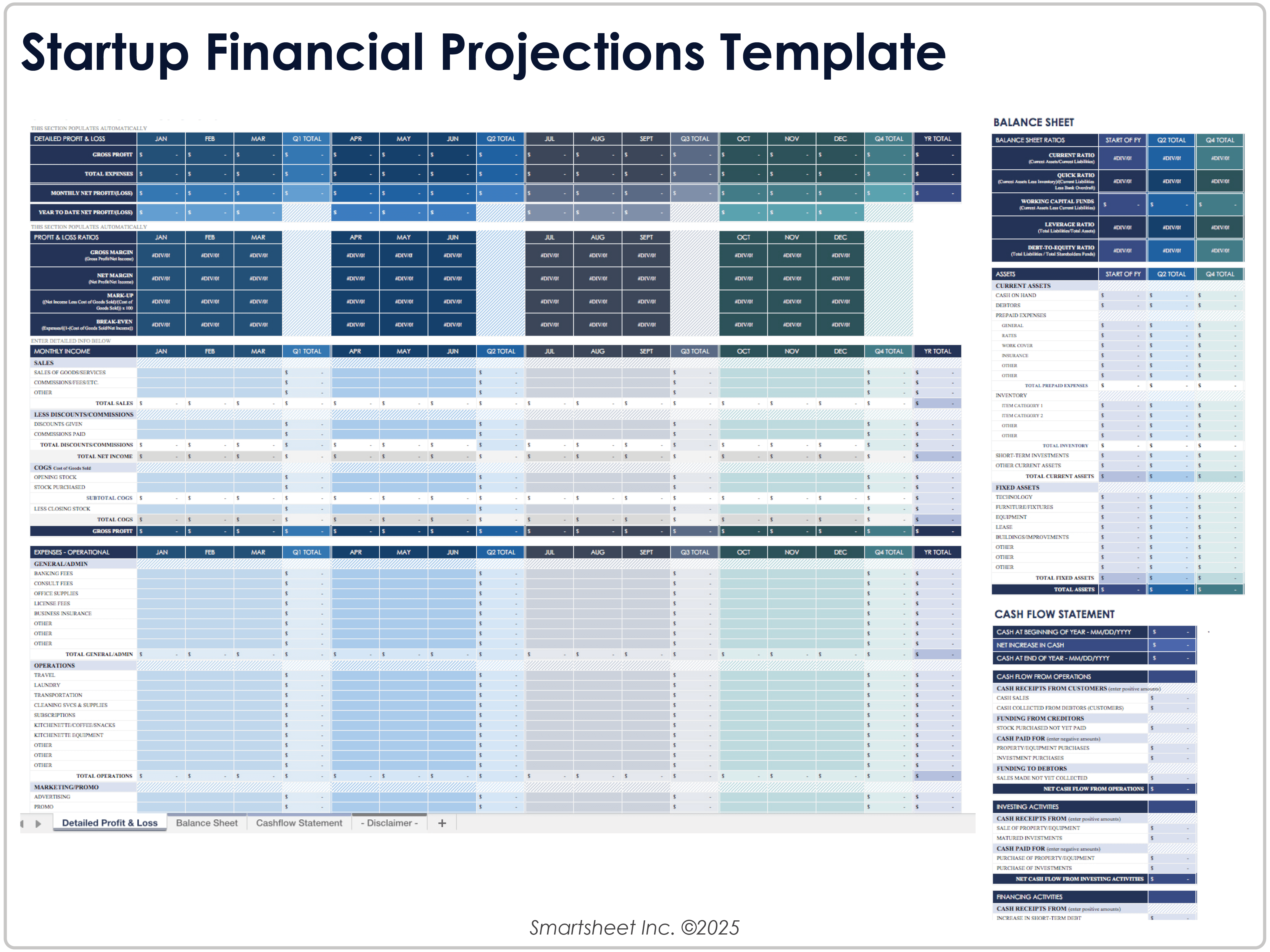 Modelo de projeções financeiras de startups 9026