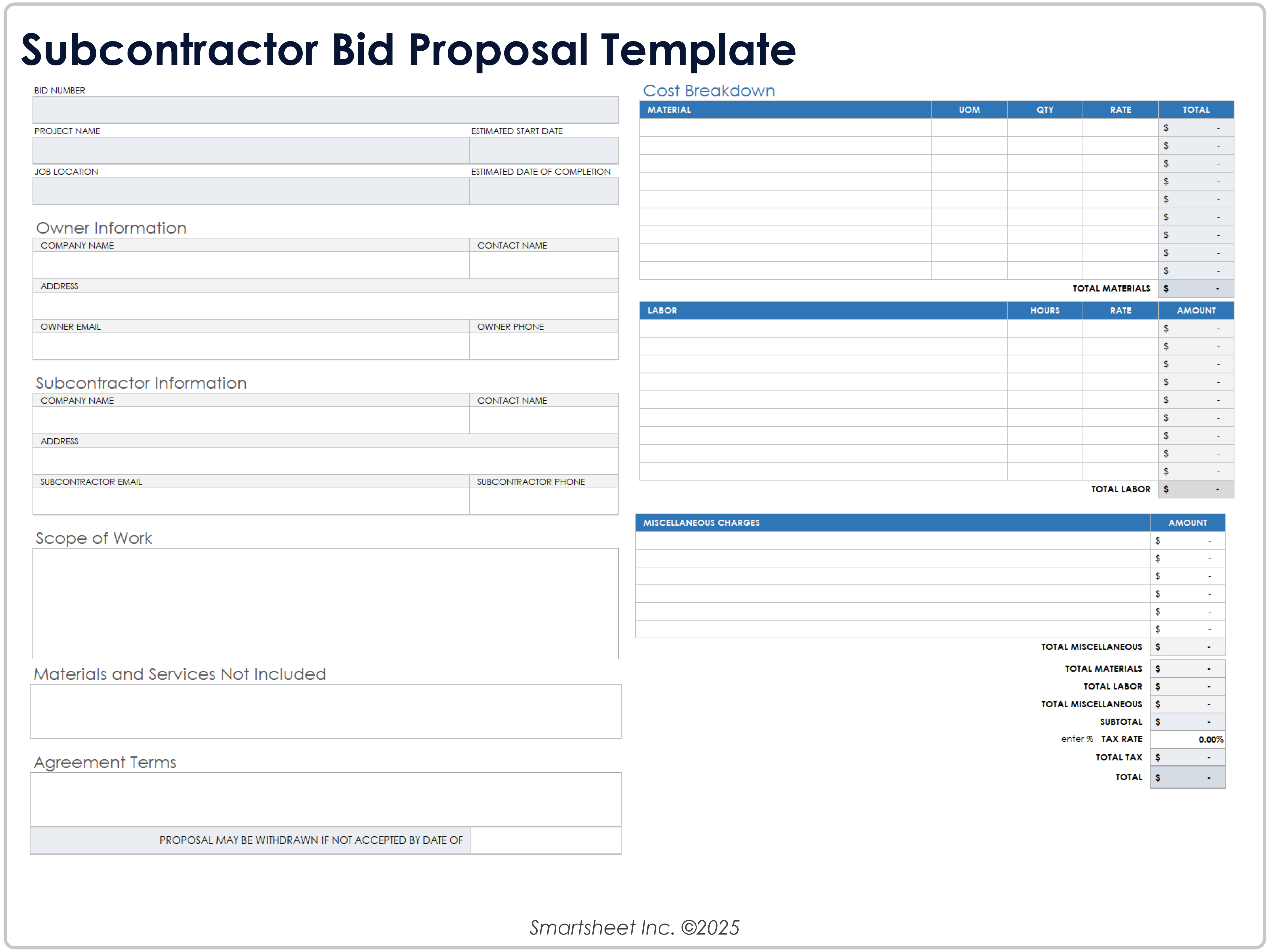 Modelo de proposta de subempreiteiro 10670