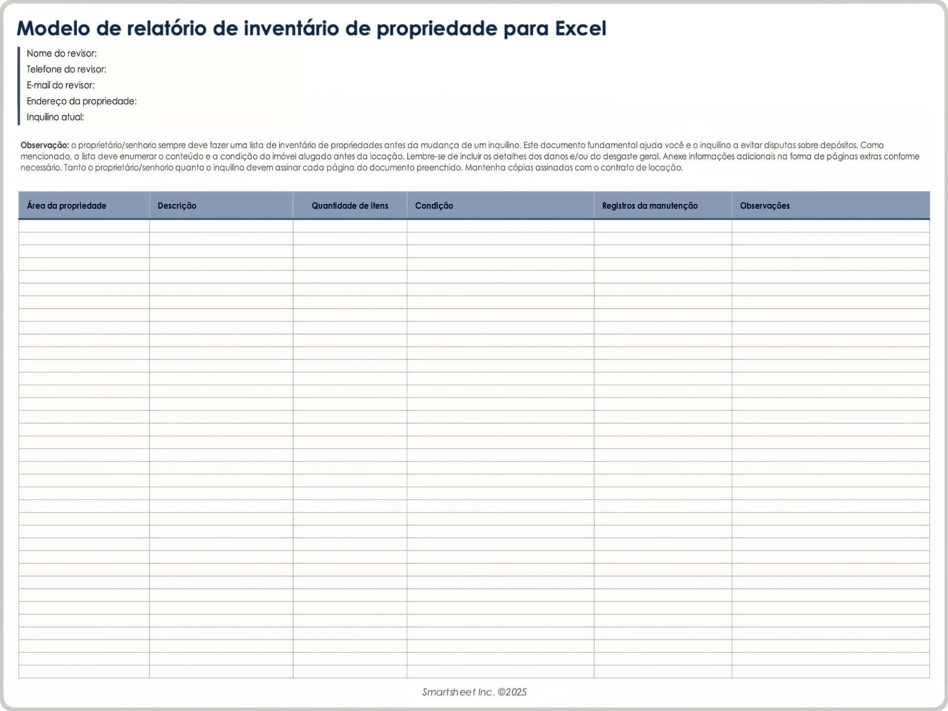  Modelo de Relatório de Inventário de Propriedades do 