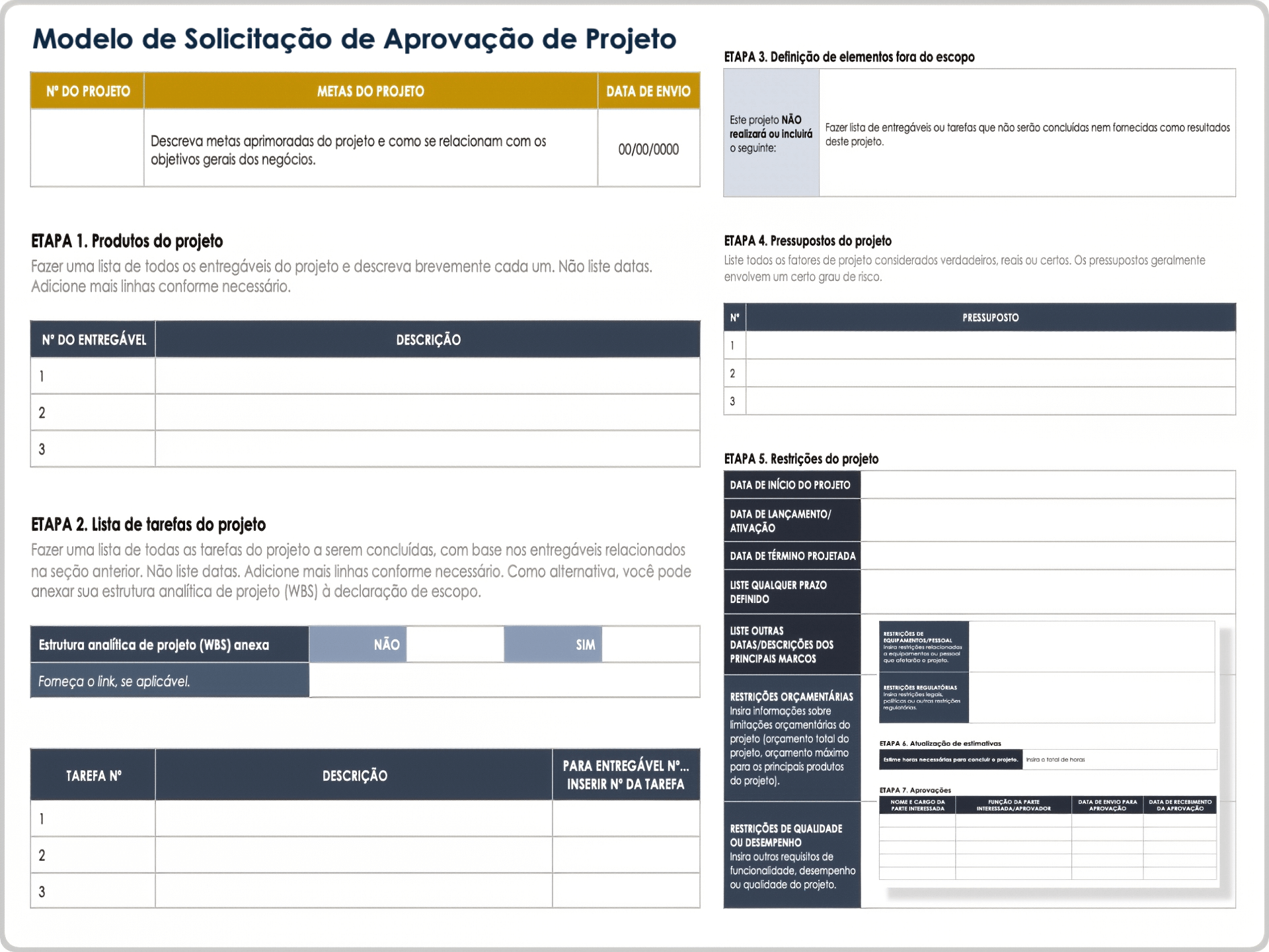 Modelo de solicitação de aprovação de projeto