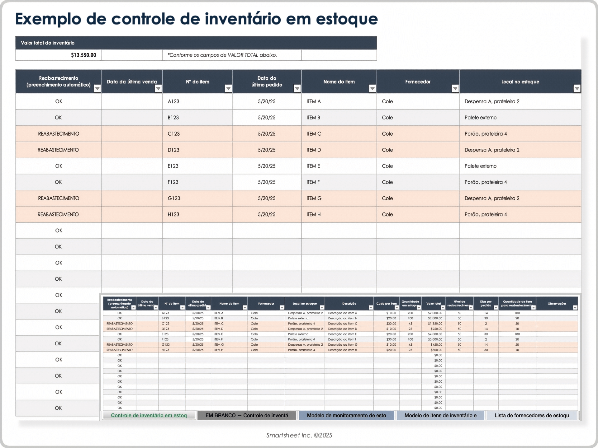  Exemplo de modelo de controle de estoque e inventário