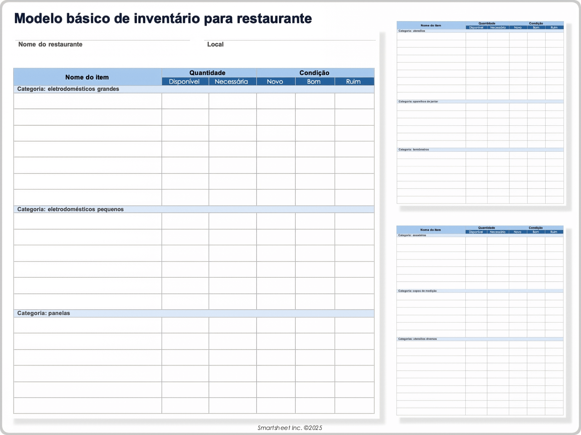 Modelo básico de inventário para restaurantes