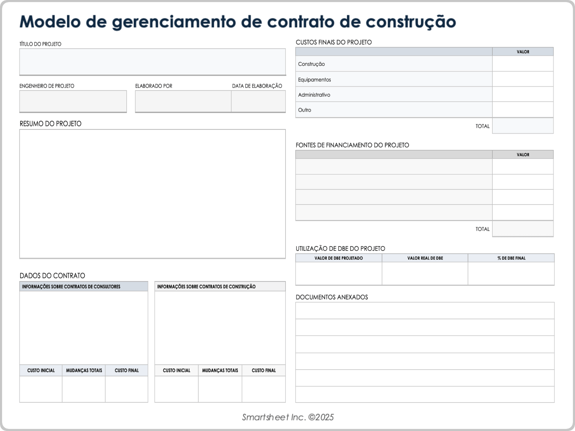 Modelo de gerenciamento de contratos de construção