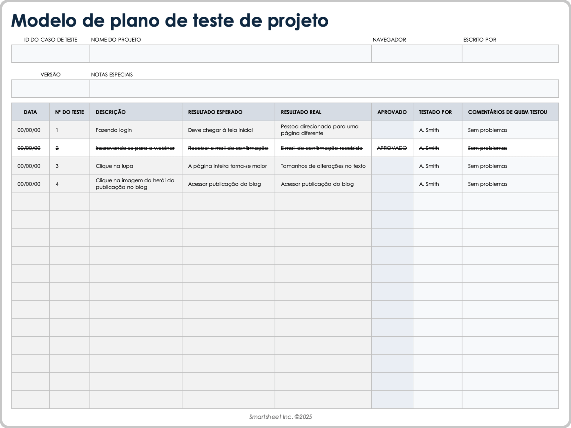 Modelo de plano de teste de projeto