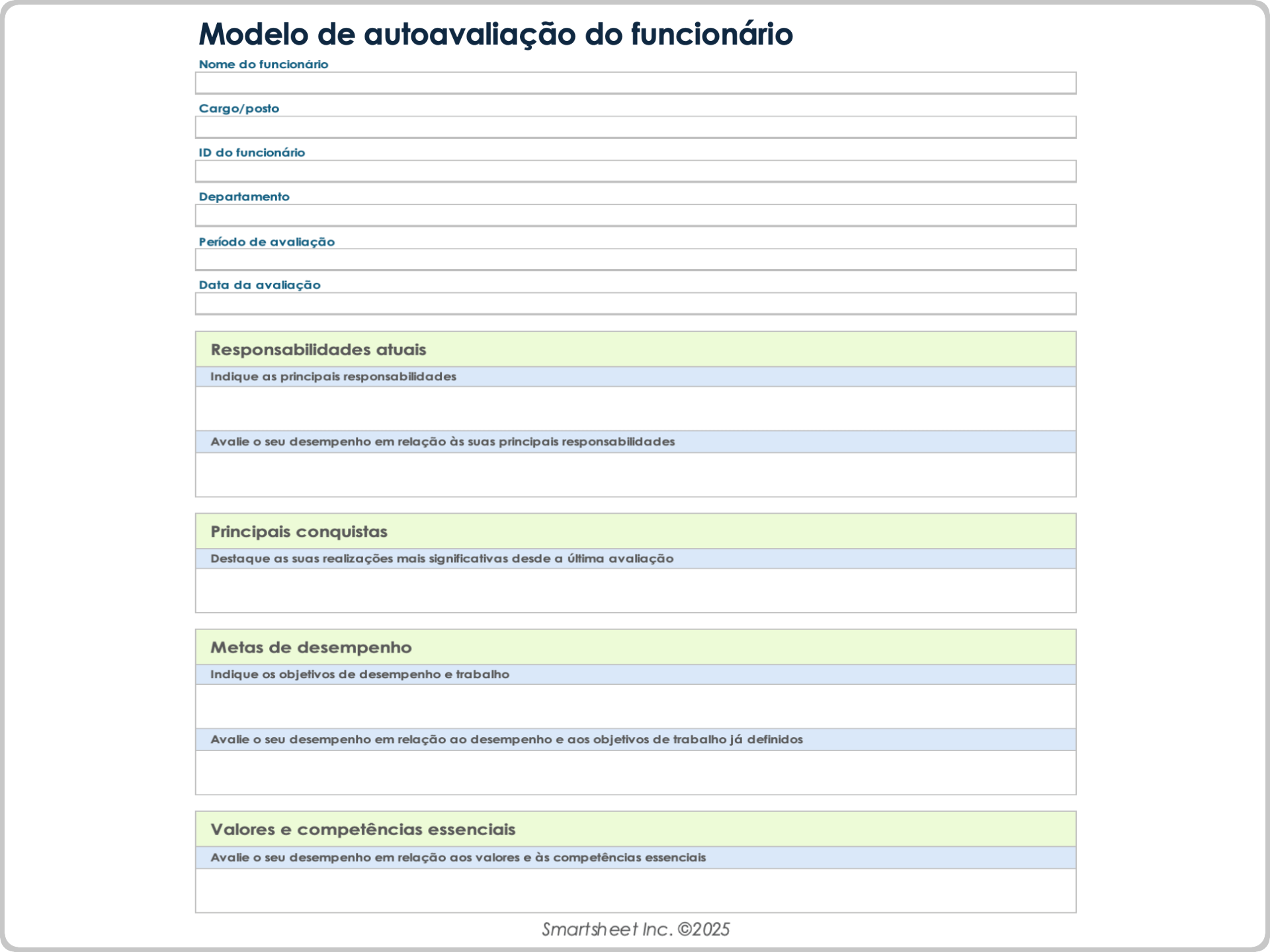 Modelo de Autoavaliação do Funcionário