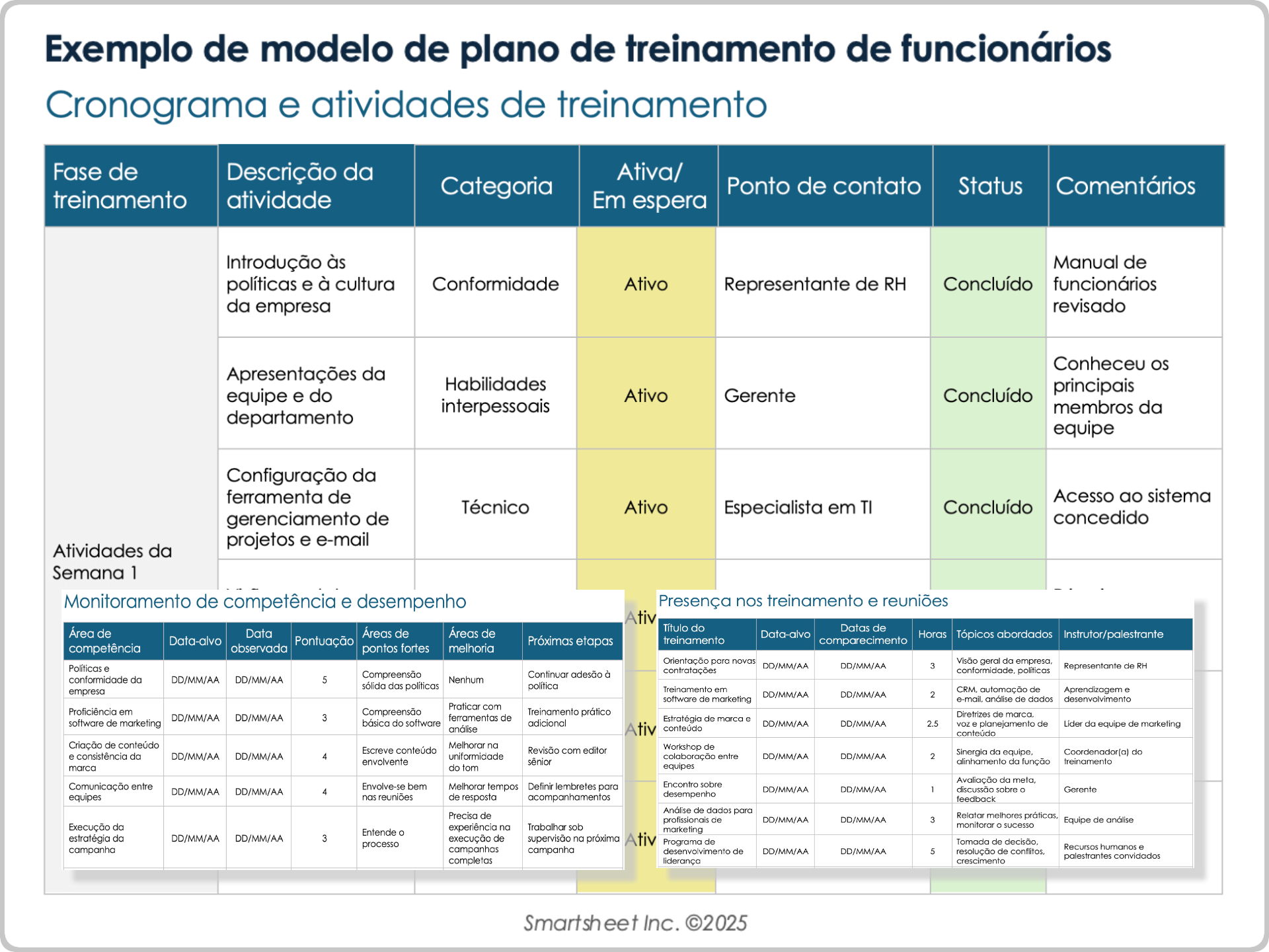 Exemplo de modelo de plano de treinamento de funcionários