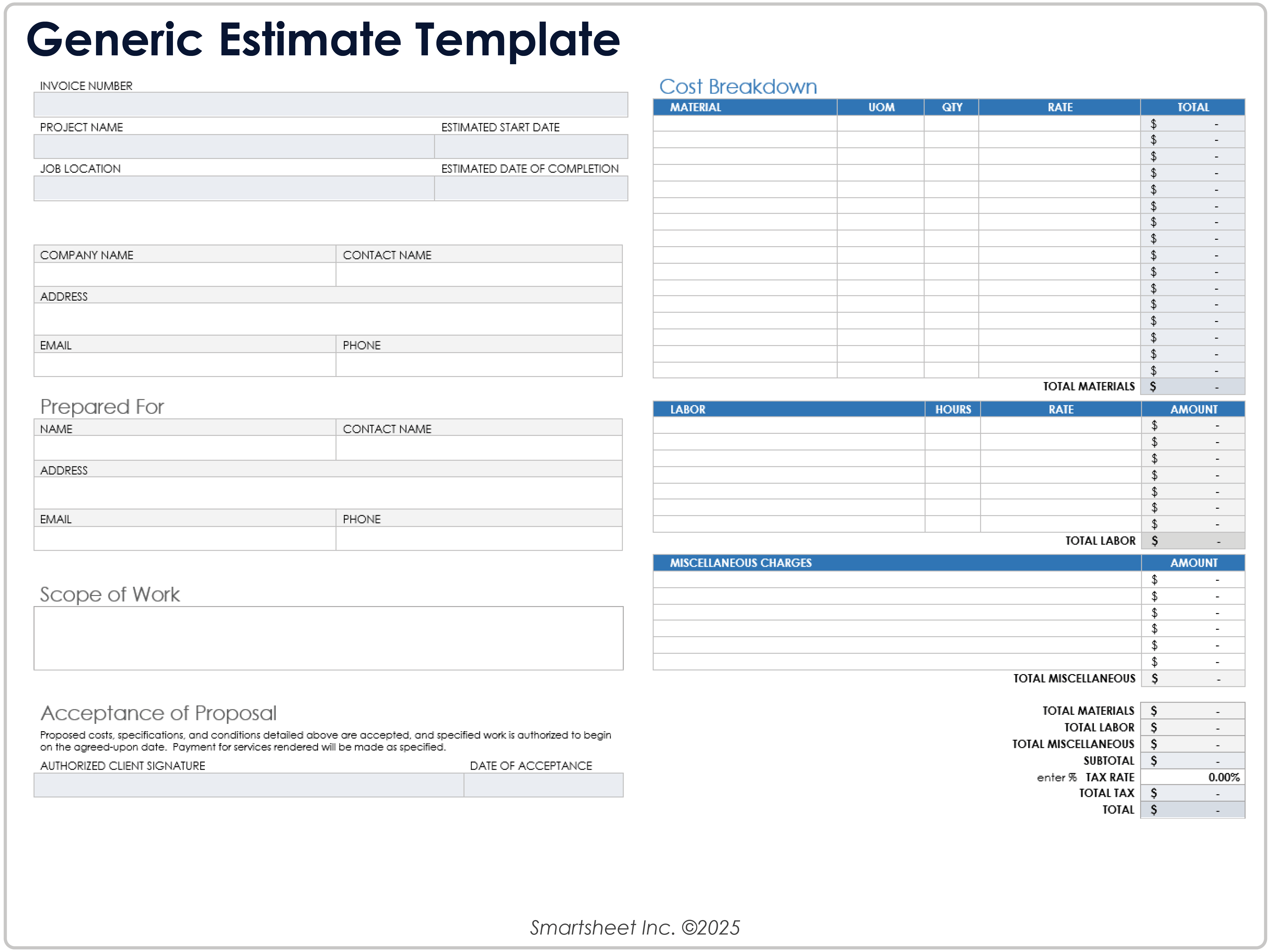 Modelo de estimativa genérica