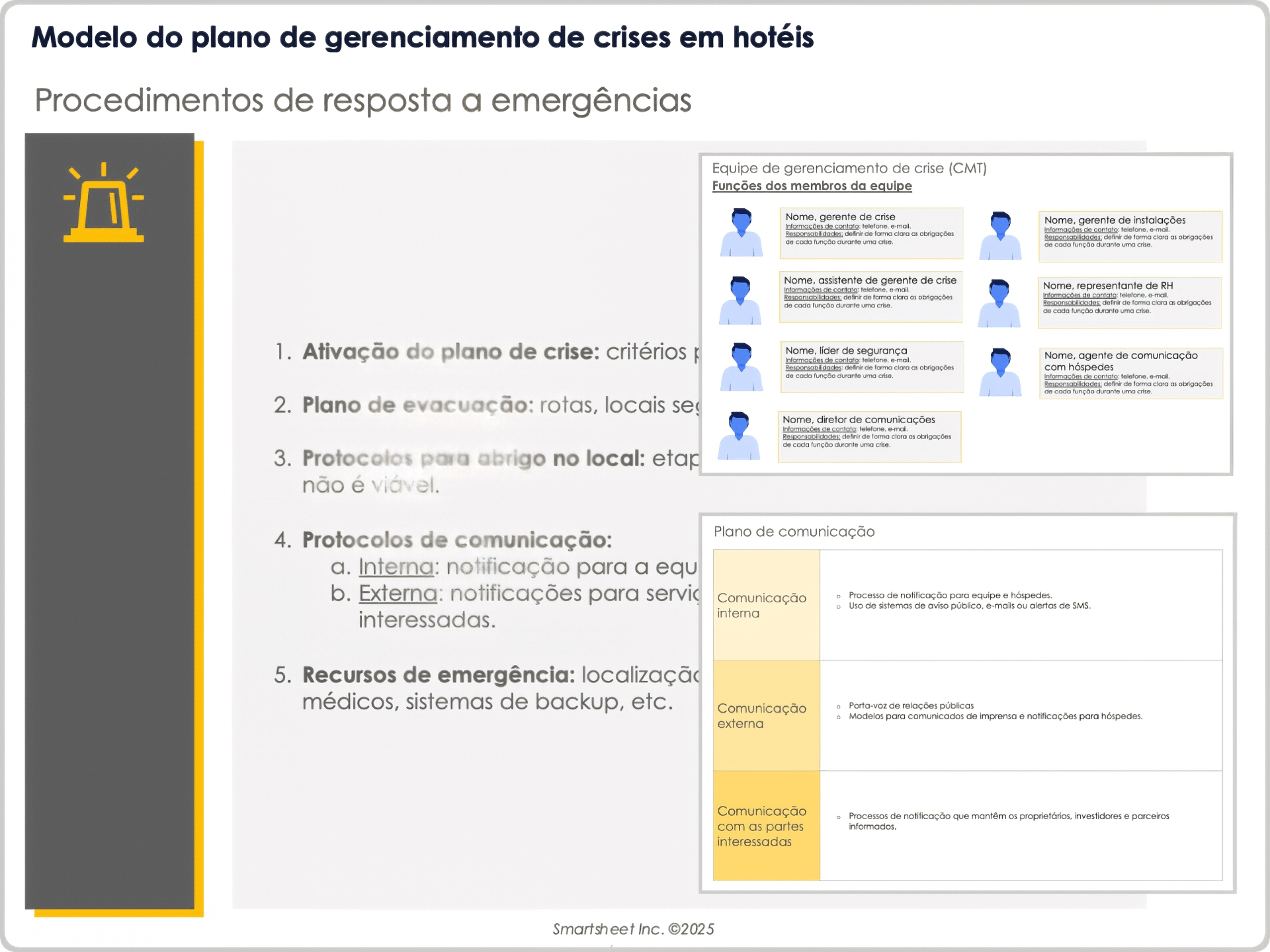 Modelo do plano de gerenciamento de crises do hotel