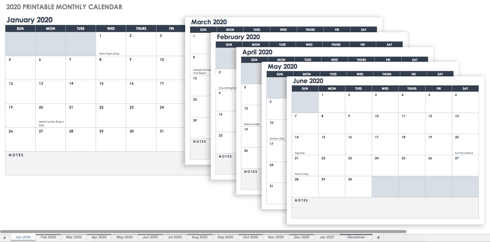 Calendario Automático Excel Modelos de calendário Excel gratuitos para impressão de 2019 e mais  recentes | Smartsheet