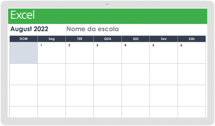  Modelo de Calendário Escolar Mensal 2022-2023