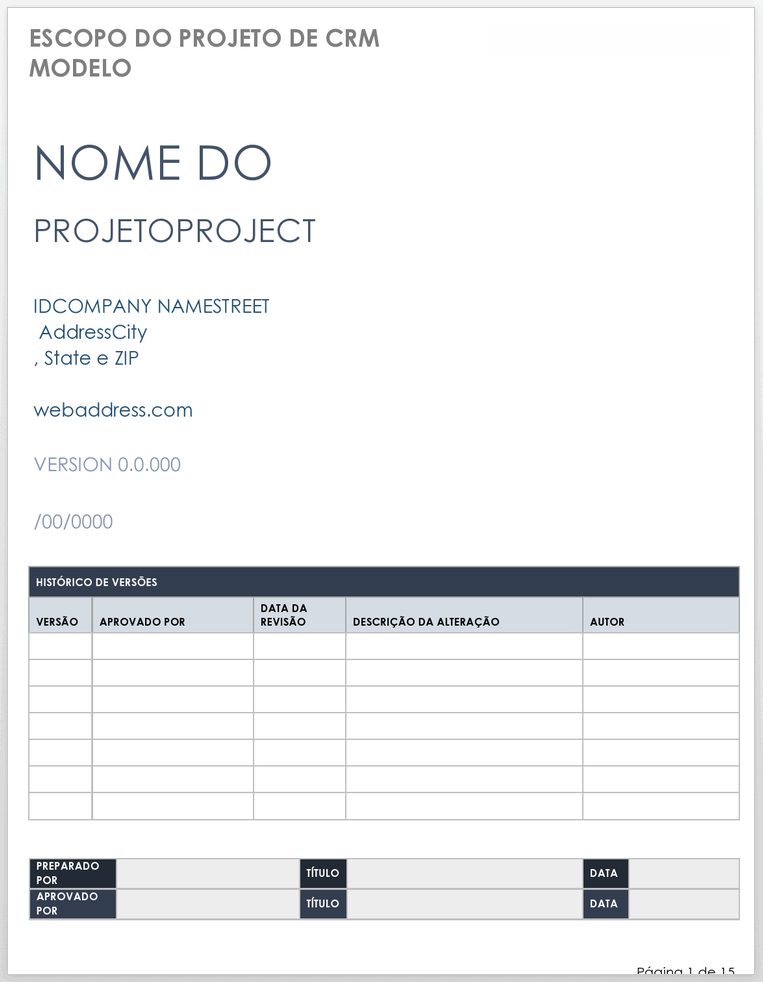  Modelo de Escopo do Projeto CRM