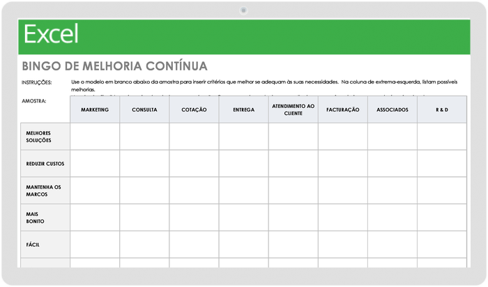  Modelo de Bingo de Melhoria Contínua