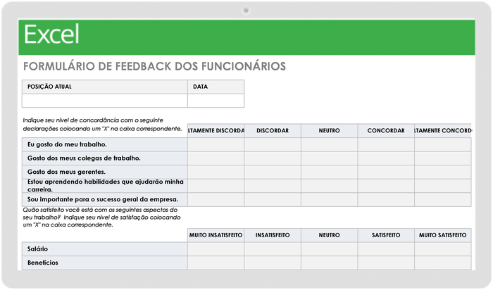 Formulário de feedback do funcionário