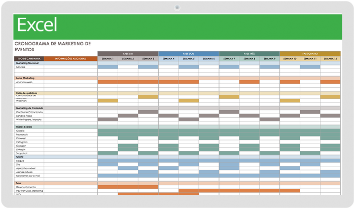 Modelos de Planejamento de Eventos Modelo de Cronograma de Marketing de Eventos