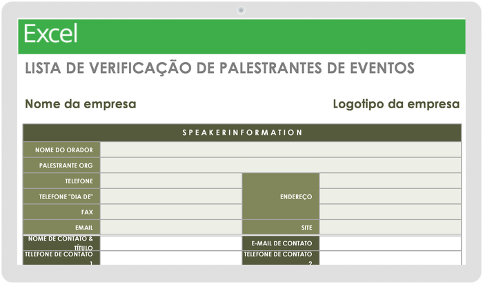 Modelo de Lista de Verificação de Modelos de Planejamento de Eventos de Palestrantes de Eventos