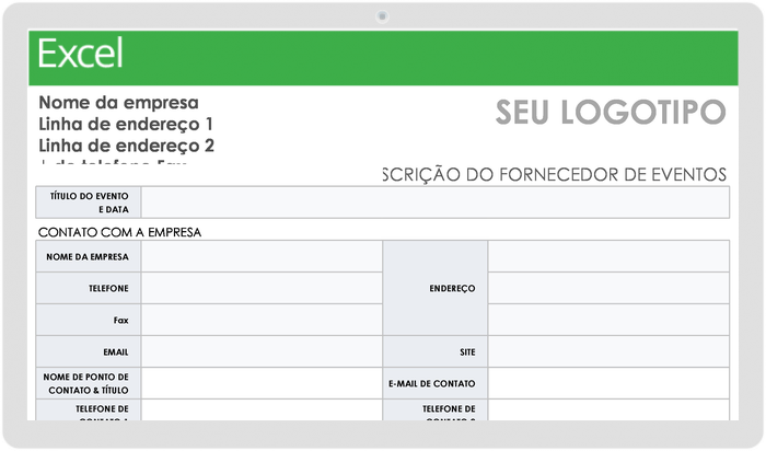 Modelo de Formulário de Registro de Fornecedor de Evento