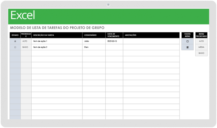 Modelos de lista gratuitos para fazer em Excel