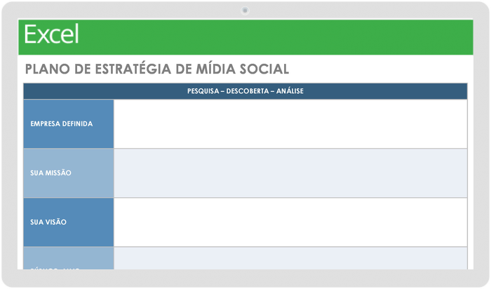 Modelo de plano de estratégia de mídia social H2