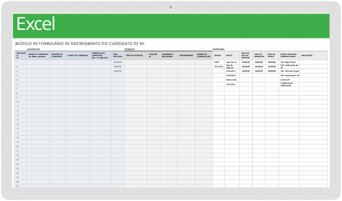 Modelo De Formulario de Rastreamento de Candidatos de RH