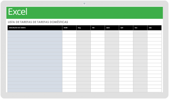 Modelo de lista de tarefas domésticas