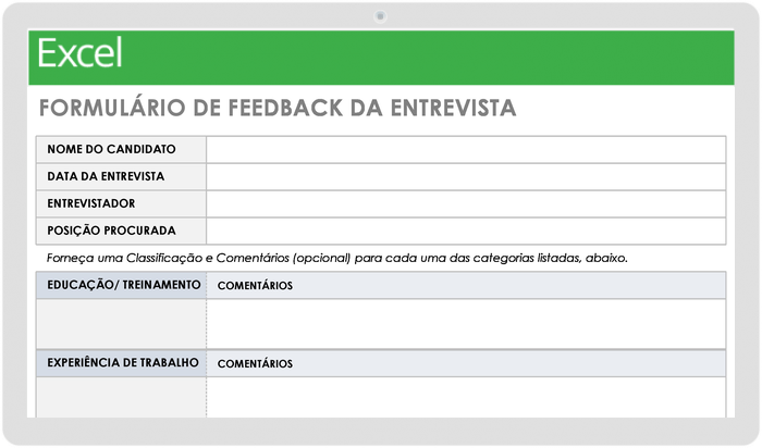 Formulário de feedback da entrevista