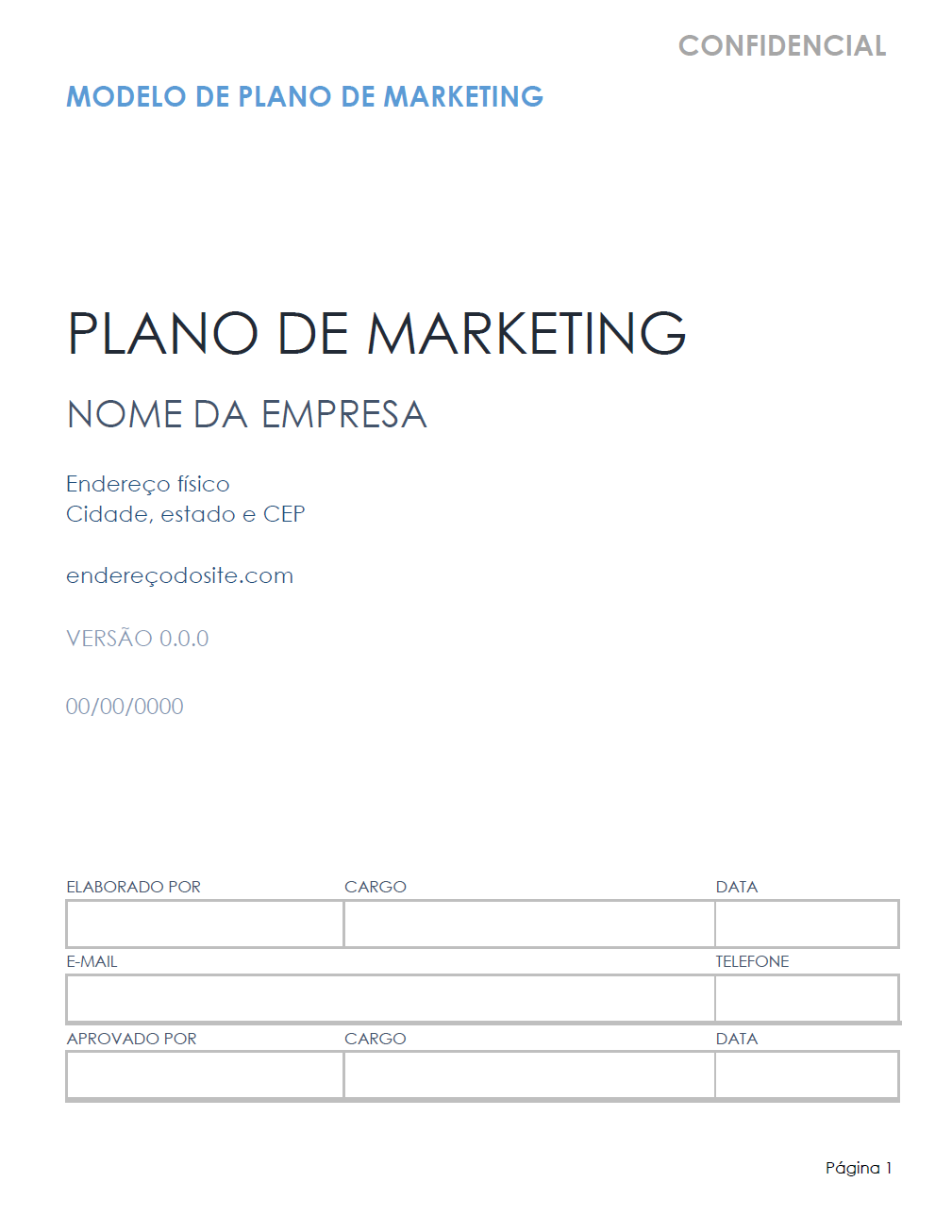 Modelo de plano de marketing