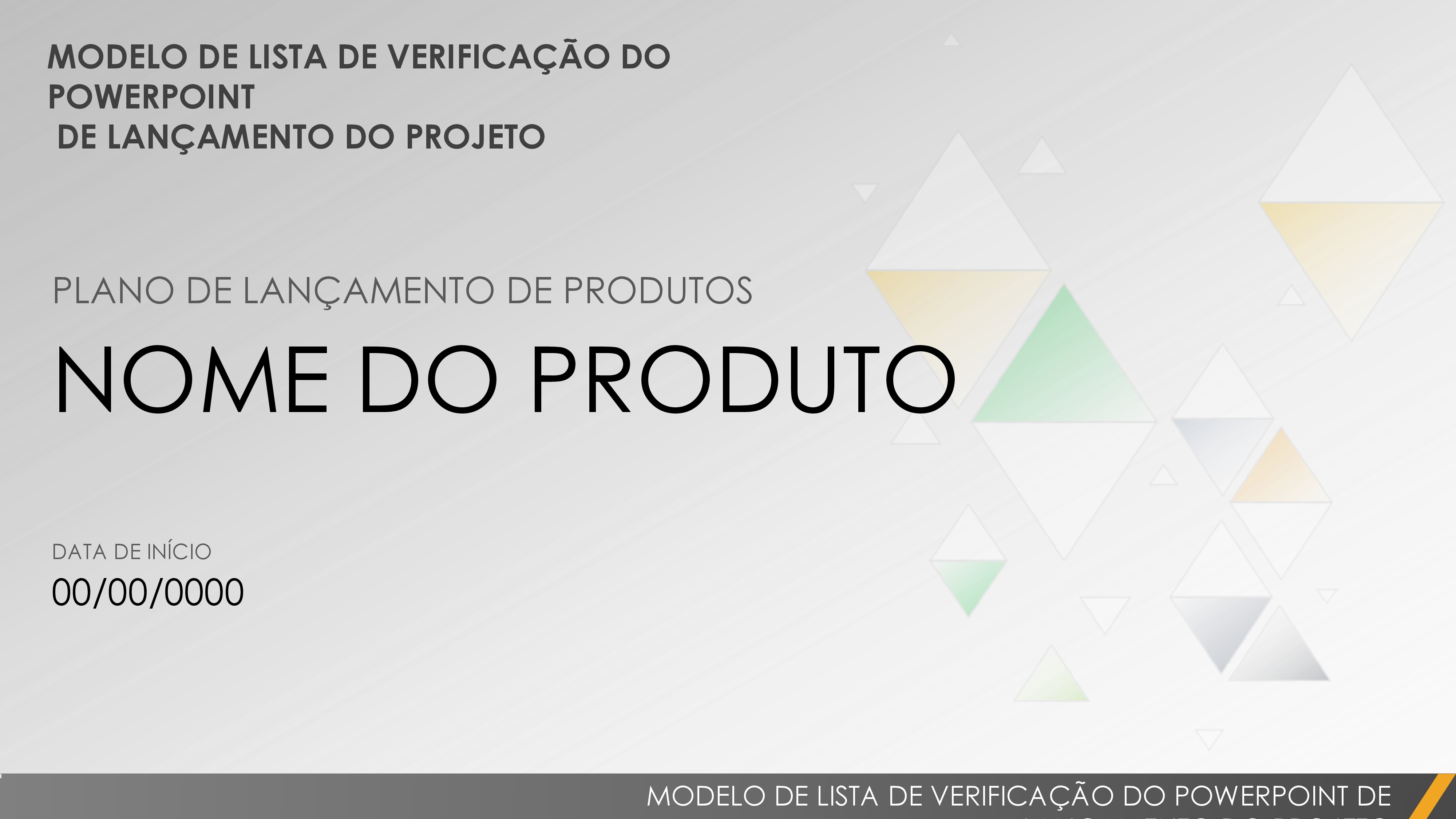 Apresentação da lista de verificação de lançamento do produto