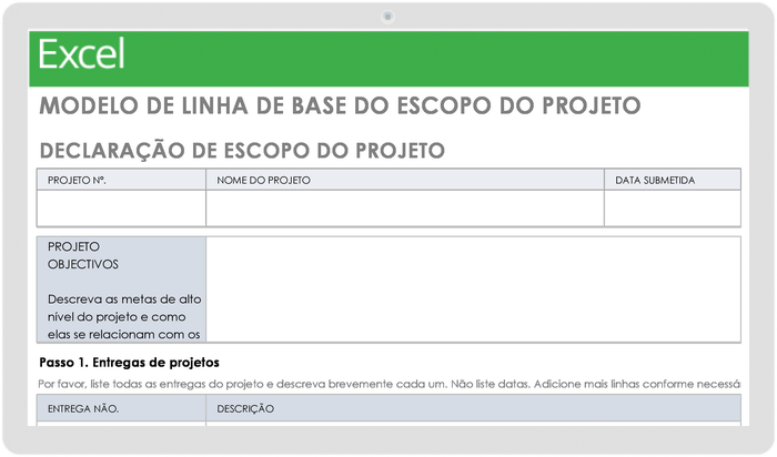  Modelo de linha de base do escopo do projeto