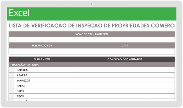  Modelo de Lista de Verificação de Inspeção de Propriedade Comercial de Gestão de Propriedade