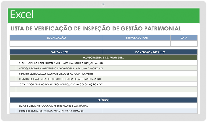  Modelo de Lista de Verificação de Inspeção de Gerenciamento de Propriedade