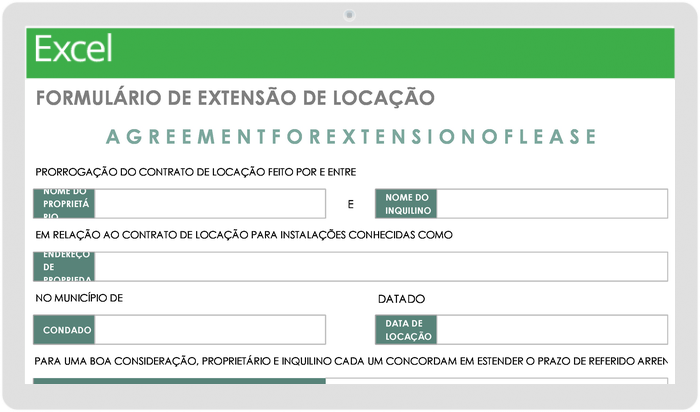 Modelo de formulário de extensão de contrato de arrendamento de propriedade