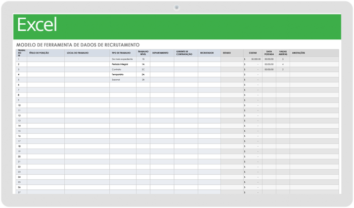 Modelo De Ferramenta De Dados De Recrutamento 