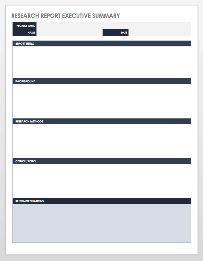 Modelos De Resumo Executivo Gratuitos Smartsheet   IC Research Report Executive Summary Template WORD 0 