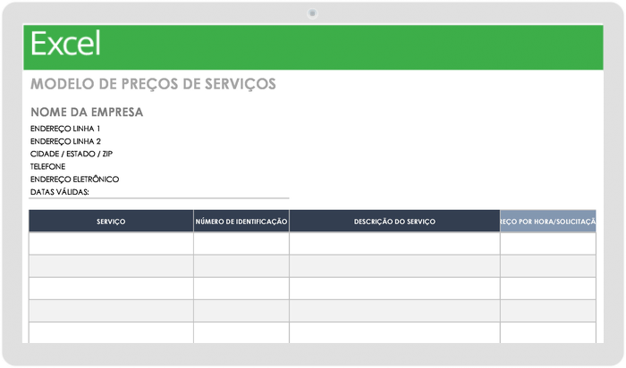 Modelo de preços de serviços