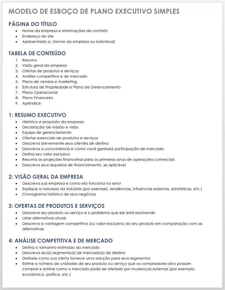 Plano de negocios worksheet