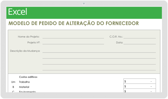  Modelo de pedido de alteração de fornecedor