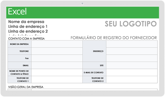  Modelo de Formulário de Registro de Fornecedor