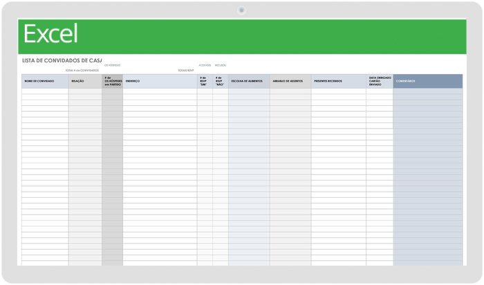 modelo excel de lista de contatos