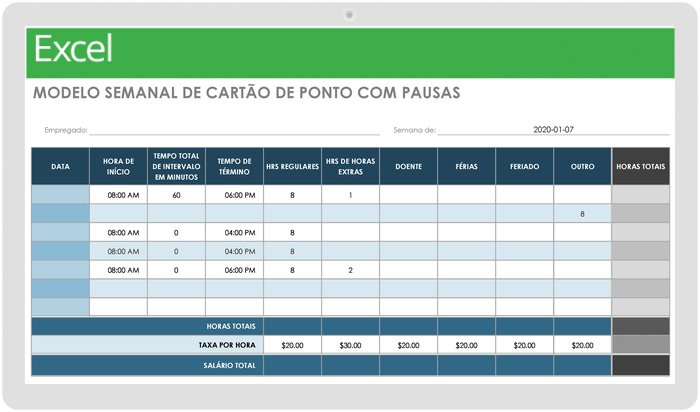 Planilha de horas trabalhadas no Excel: como fazer controle de ponto