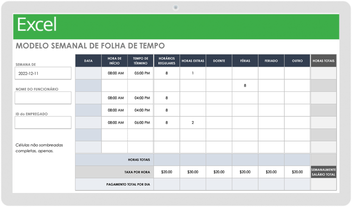 Planilha de horas trabalhadas no Excel: como fazer controle de ponto