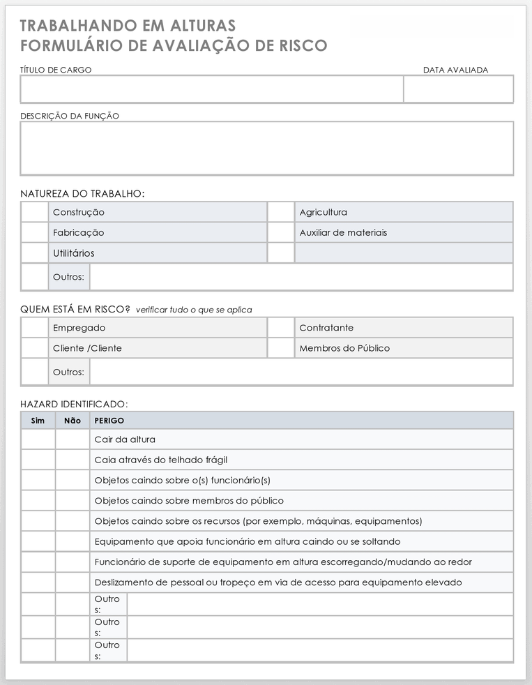 Mais De 35 Formulários Gratuitos De Avaliação De Risco Smartsheet 2662