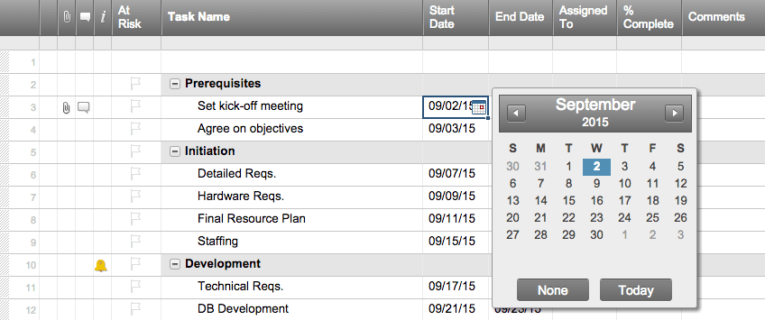 Adicionar datas ao modelo de cronograma do Excel 