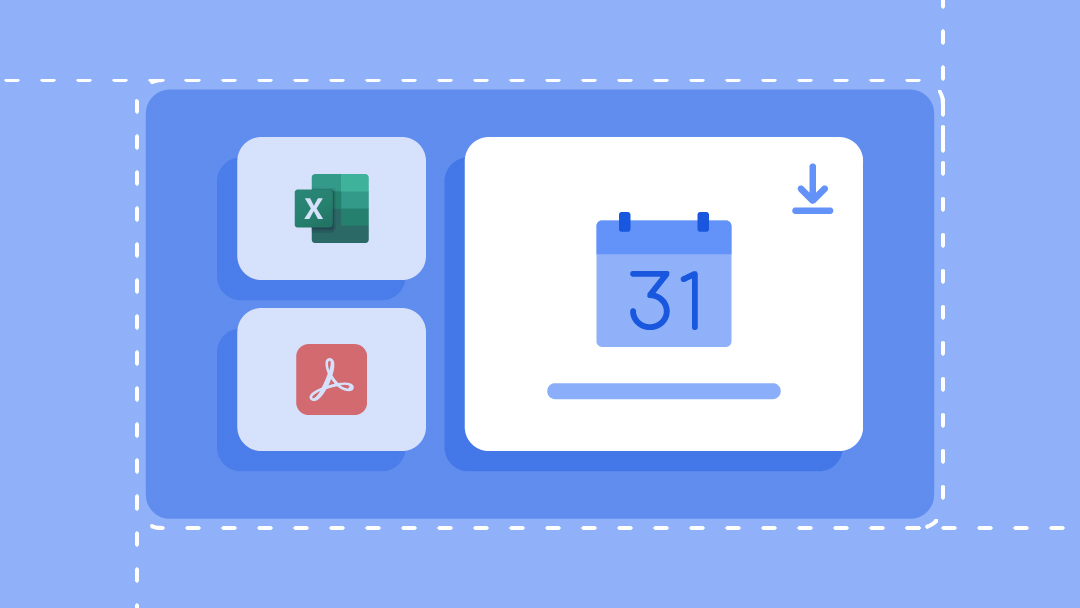 Ícones de download de modelo com imagens do Microsoft Word, Microsoft Excel e de banco de dados
