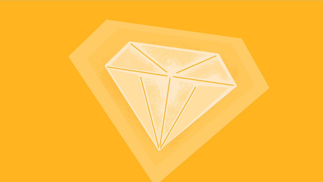 A yellow diamond in the center of a horizontal header