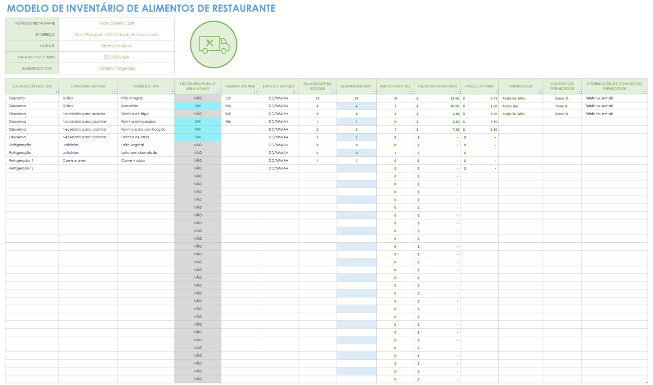 Modelos gratuitos de inventário de alimentos | Smartsheet