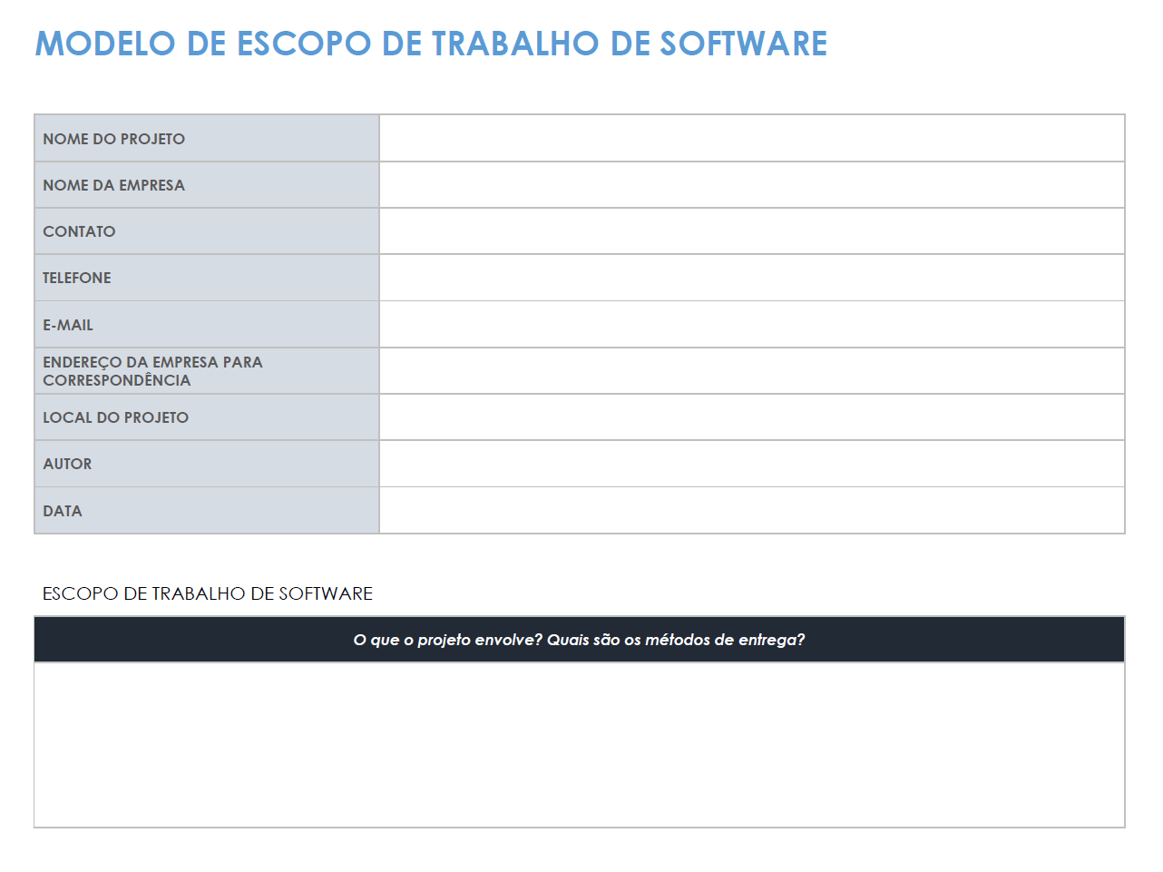 Modelos Gratuitos De Escopo De Trabalho | Smartsheet