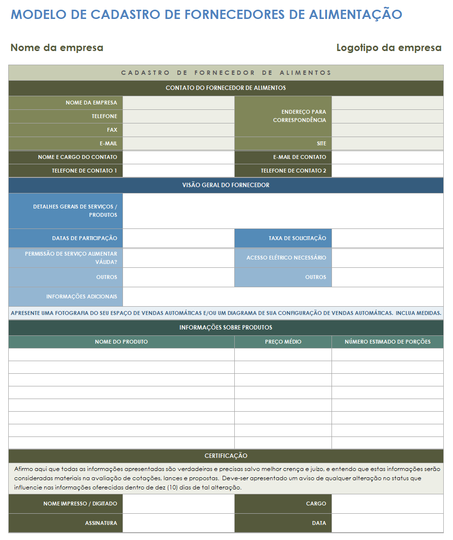 Formulários E Modelos Gratuitos De Cadastro De Fornecedor Smartsheet 7661