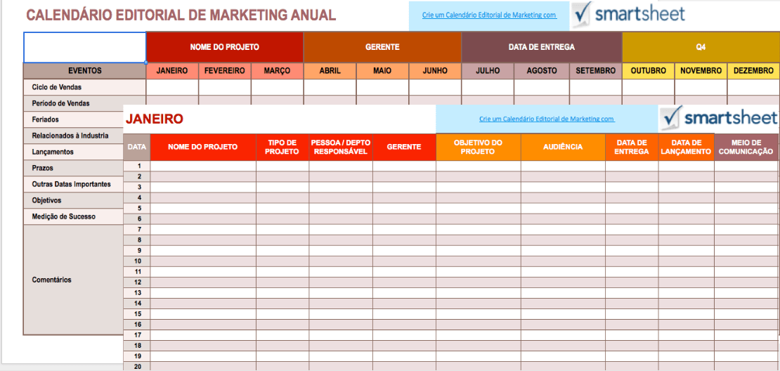 9 Modelos de Calendário de Marketing para Excel Gratuitos Smartsheet