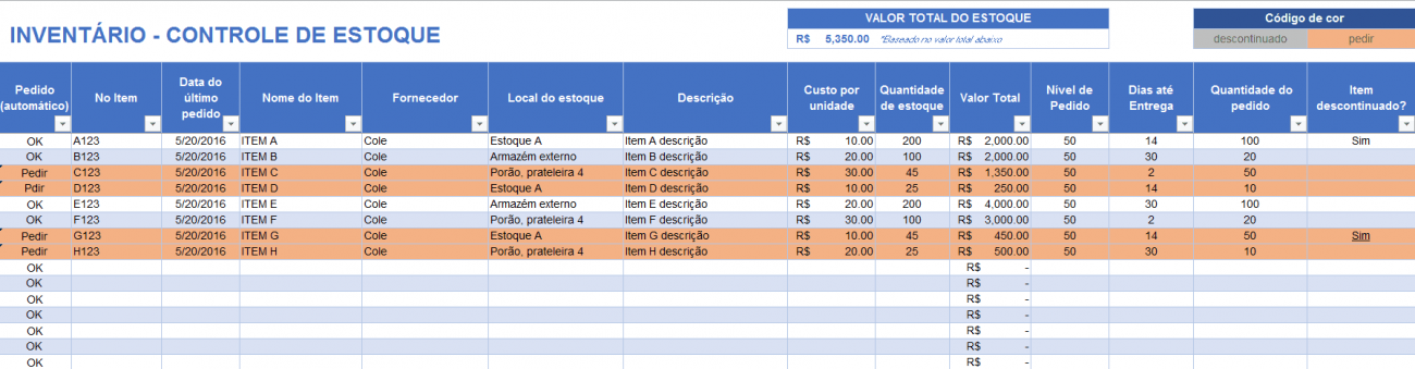 Planilha Gratuita De Inventário Para Excel 4870