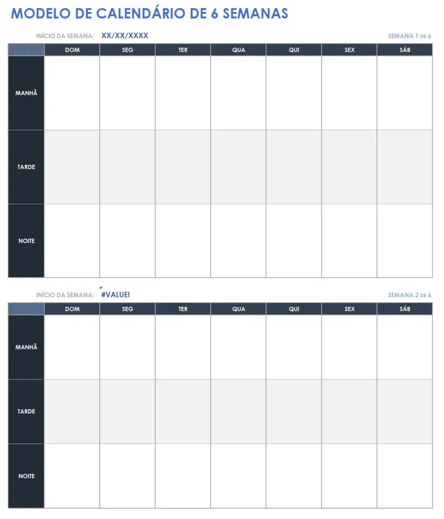 15 modelos gratuitos de calendários semanais